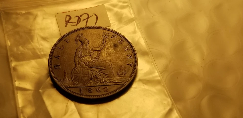 Moneda de medio centavo Gran Bretaña 1862 Idrsd3. Foto 2 de 2