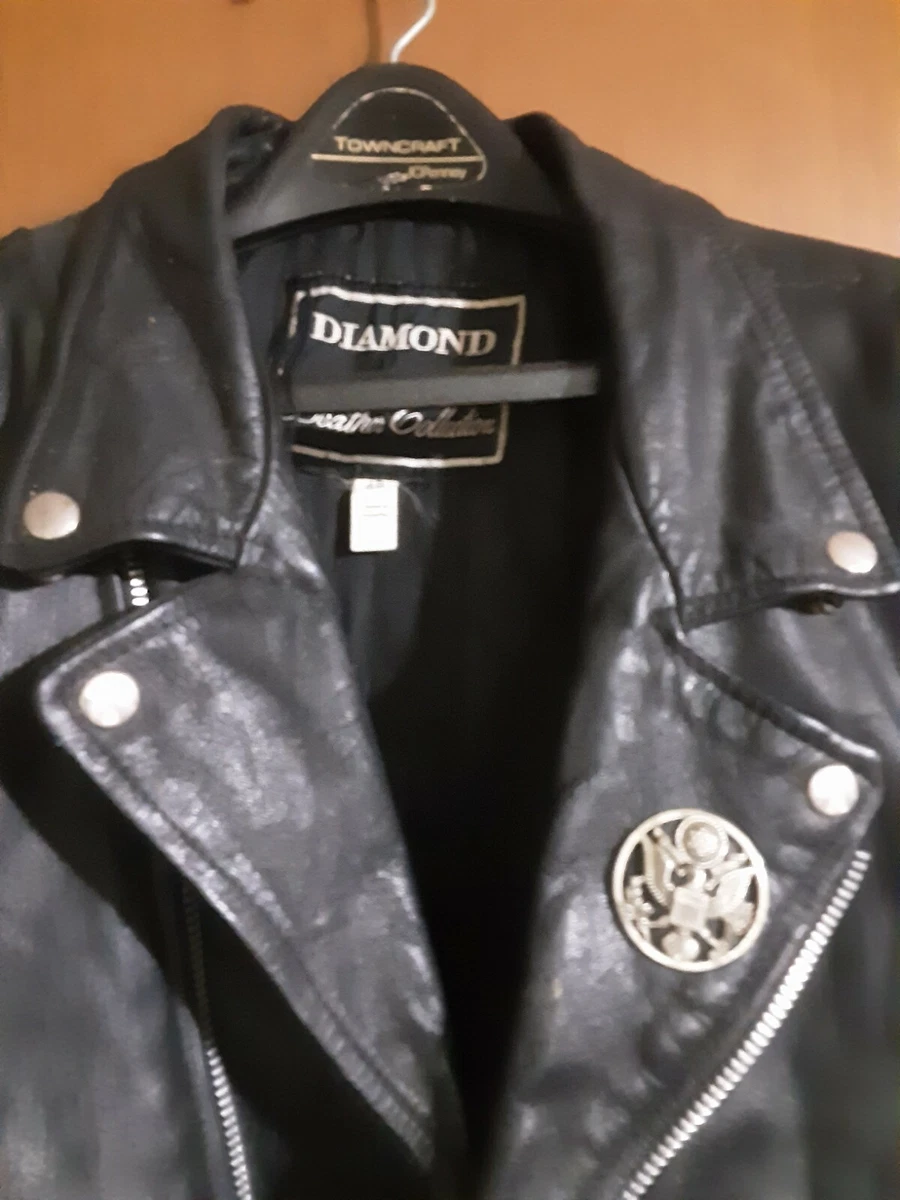 Vintage Leather Jacket w side ties Diamond Leather Collection Size 48