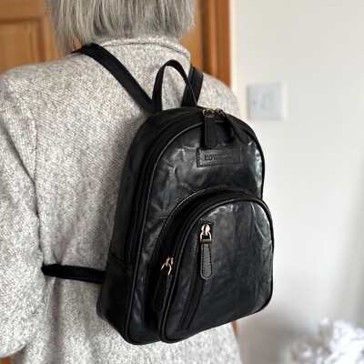 Rowallan Rucksack Damen schwarz Leder