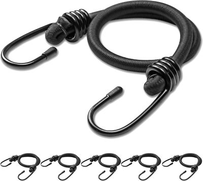18Inch Bungee Cords with Hooks,6Pcs Heavy Duty Extra Strong Outdoor Elastic Rope