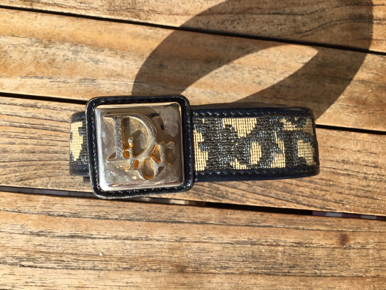 Authentique Ceinture Cuir Et Toile Monogramme Dior Vintage