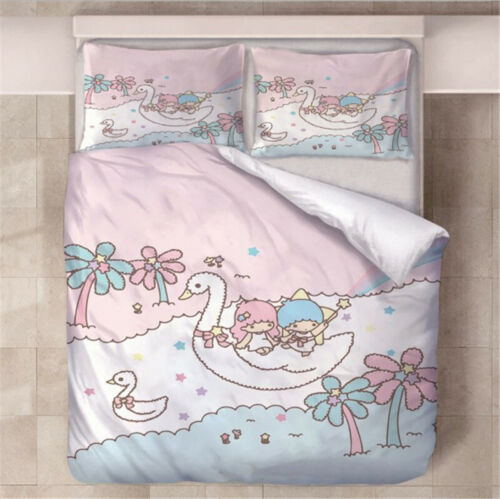 3PCS My Melody Little Twin Stars Cotton Bed Sheet Quilt Cover Duvet Covers Cute - Picture 1 of 8