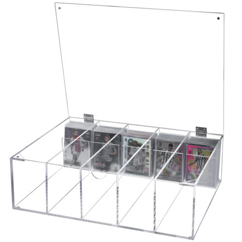 5 Slot Clear Acrylic Collectors Sports Card Storage Box, Trading Cards Organizer - Picture 6 of 7