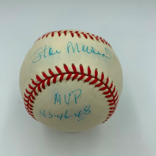 Stan Musial "HOF 1969 MVP 1943, 1946, 1948" Signed Inscribed Baseball PSA DNA - Picture 2 of 4