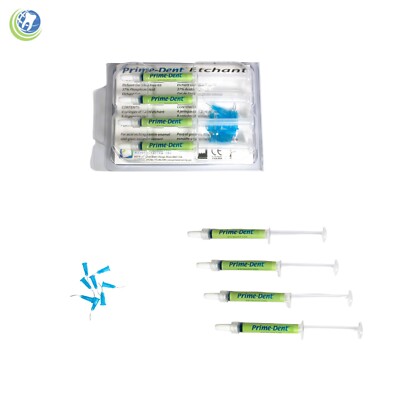 Dental Acid Etching Gel 37% Phosphoric 4 x 1.2ml Syringes Silica Free Blue Prime