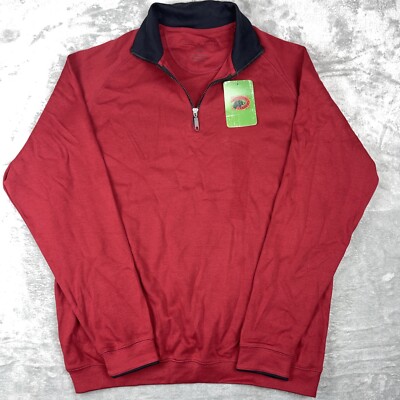 Boston Traders Pullover Men XXL Red Long Sleeve 1/4 Zip Pima Cotton NWT