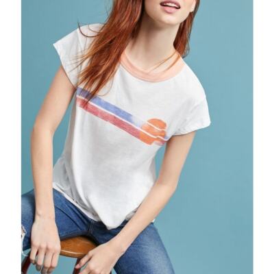 Anthropologie MATE the label Sunset Striped Graphic Tee Size