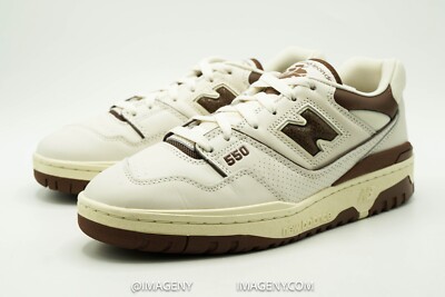 NEW BALANCE 550 AIME LEON DORE USED SIZE 8.5 WHITE BROWN BB550AB1