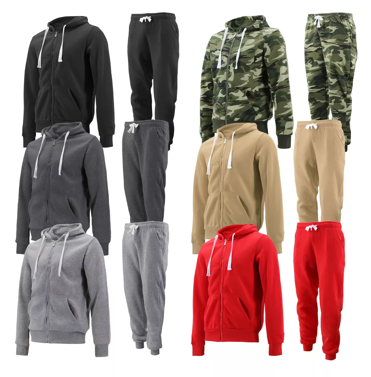 Men s Athletic Fleece Sweater Pants Running Jogging Casual Gym Track Suit Set