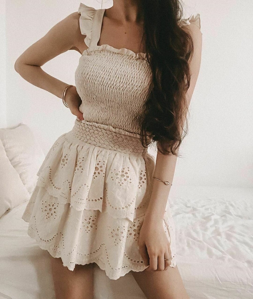 Zara Women Embroidered Eyelet Mini Skirt Ecru 4387/077 | eBay