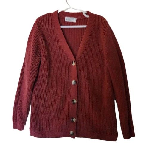 H&M Double Knit Cotton Blend Cardigan Rust color Kids Girl size 6 8 Years - Picture 2 of 10
