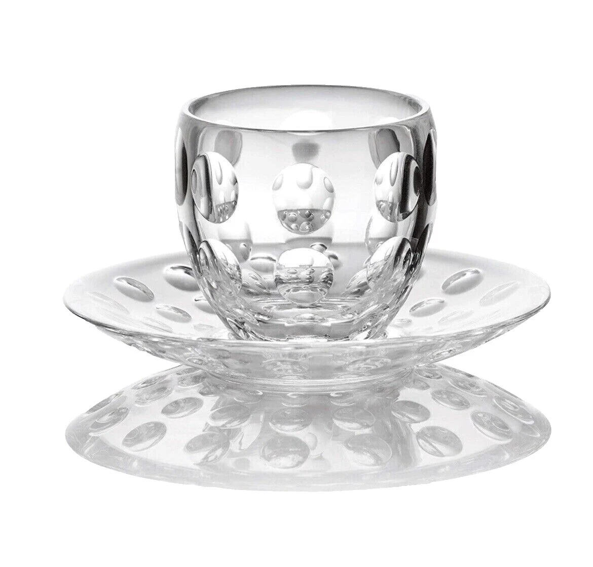 Glass Geometric Cups & Saucers