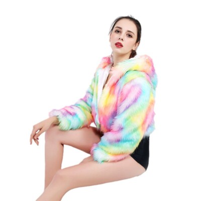Fall Jackets For Women Aifuu Women Faux Fur LED Jacket Light Up