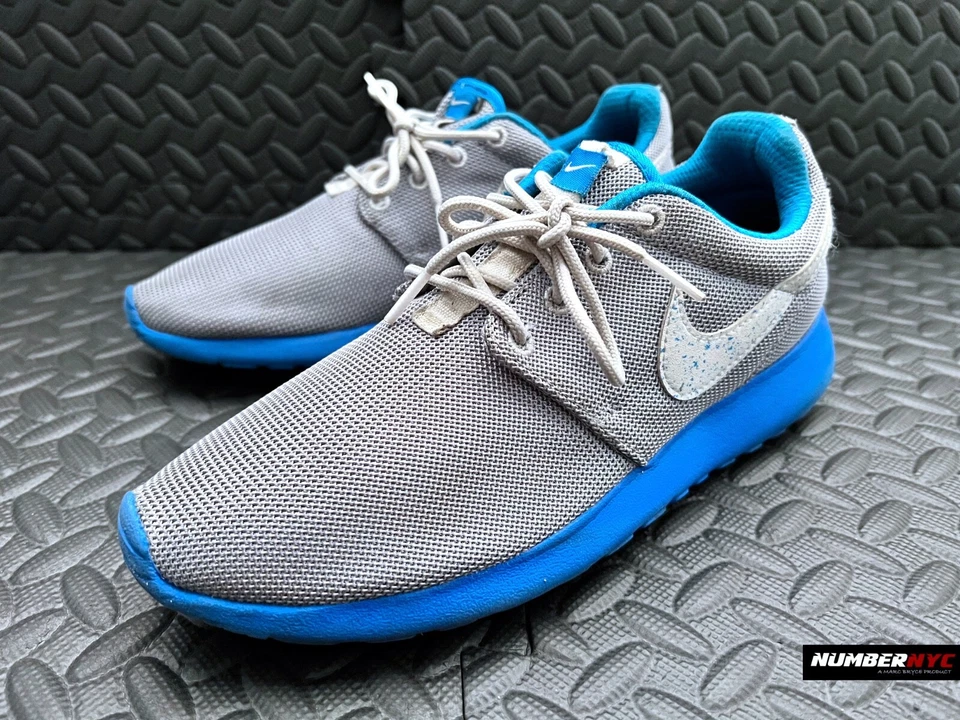 Кроссовки беговые Nike Rosherun GS 599728-019 молодежный размер 7Y серые серые синие - Изображение 3 из 4