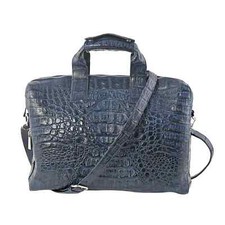 River Brand Closeout Handcrafted Navy Blue Organic Caiman Crocodile Shoulder Bag