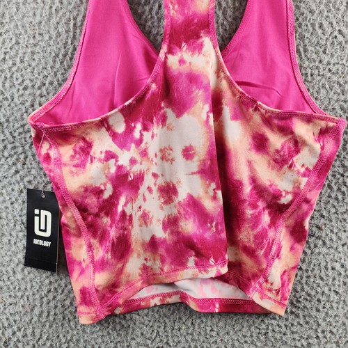 ID Ideology Tie-Dye Longline Bra Big Girls L Pink Shock Scoop Neck Racerback~ - Picture 12 of 13