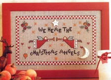 CHRISTMAS ANGELS SAMPLER Horns Hearts Holiday Cross Stitch Pattern Chart V1