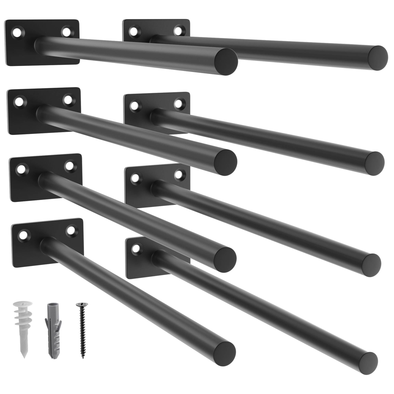 LEOPO Black 8-Pack 10-Inch Floating Shelf Brackets for Hidden Support Heavy Duty