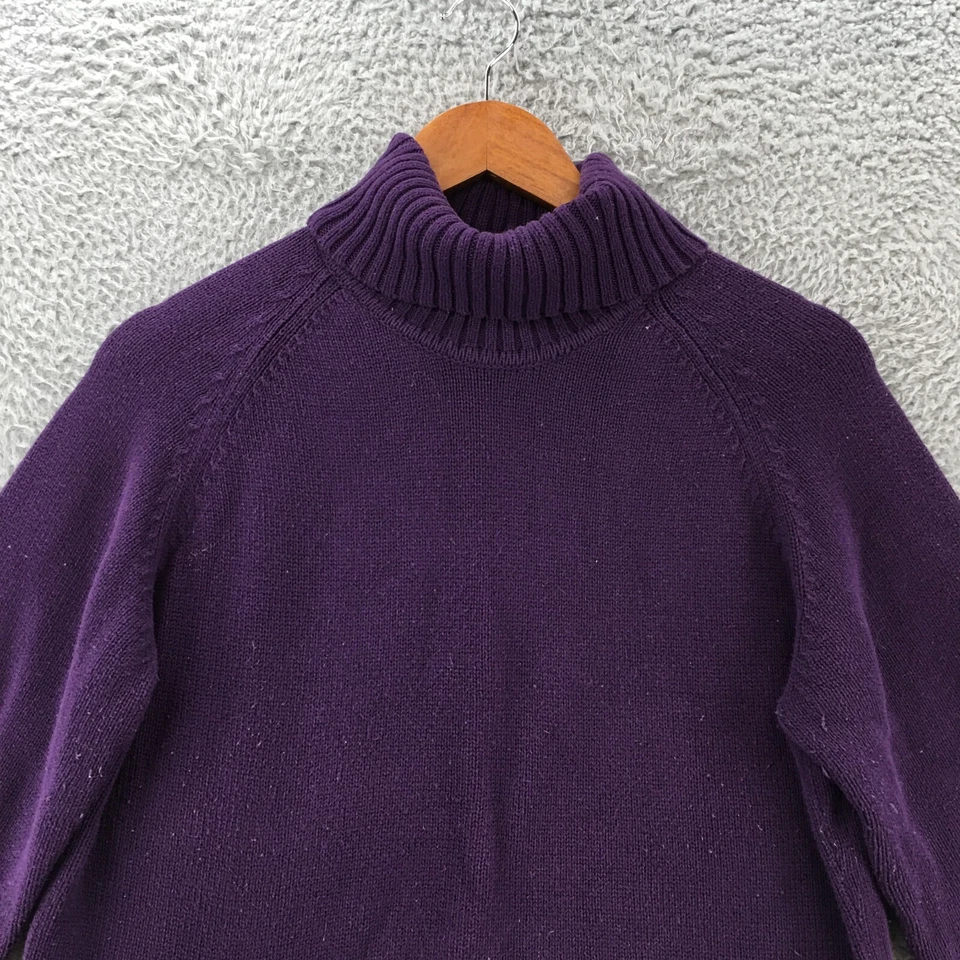 Suéter Suéter Jeanne Pierre para Mujer L Púrpura Algodón Sólido Cuello Tortuga Tejido Costilla Foto 2 de 4