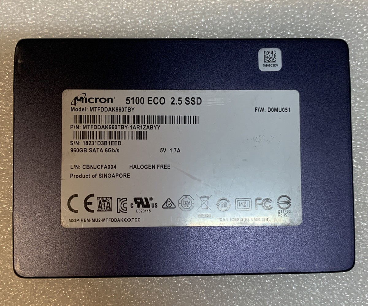 Micron 5100 ECO 960GB SATA 6Gb/s SSD MTFDDAK960TBY