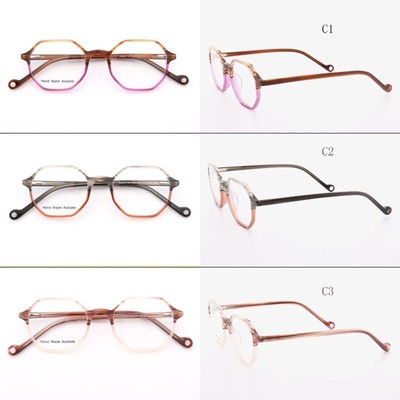 47mm Unisex Retro Polygon Eyeglass Frames Full Rim Spectacles Glasses with Box f