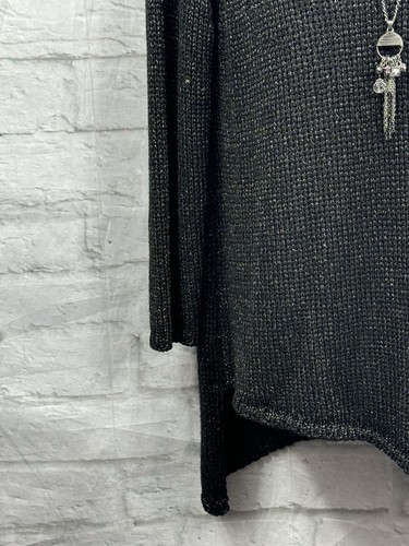 Jersey y collar M&S Per Una negro plateado talla L dobladillo asimétrico Dark Academia - Imagen 3 de 10