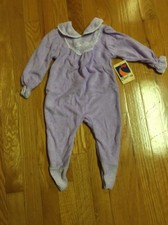 Vintage Carter's Infant Girl Footed Lavender Lilac Sleeper Size L New USA Made
