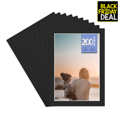 5x7 Black Mat (Choose Mat ,Backing Board ,Clean Bags) for Framing Photo ...