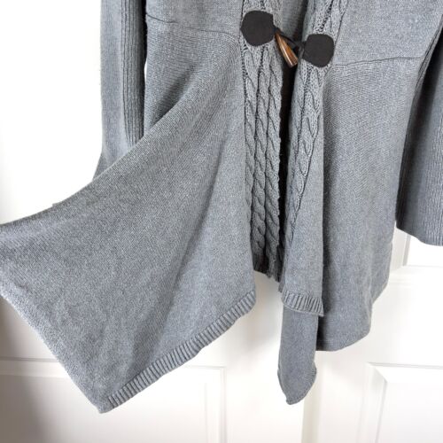 Soft Surroundings Women's Size XL Sweater Open Front Cardigan Gray Toggle Button - Picture 4 of 10
