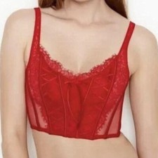 Victoria s Secret Dream Angels Unlined Lace-Up Corset Top Lipstick Red Size XS