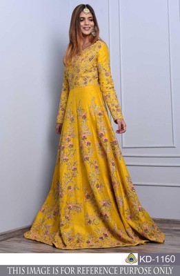 yellow long anarkali