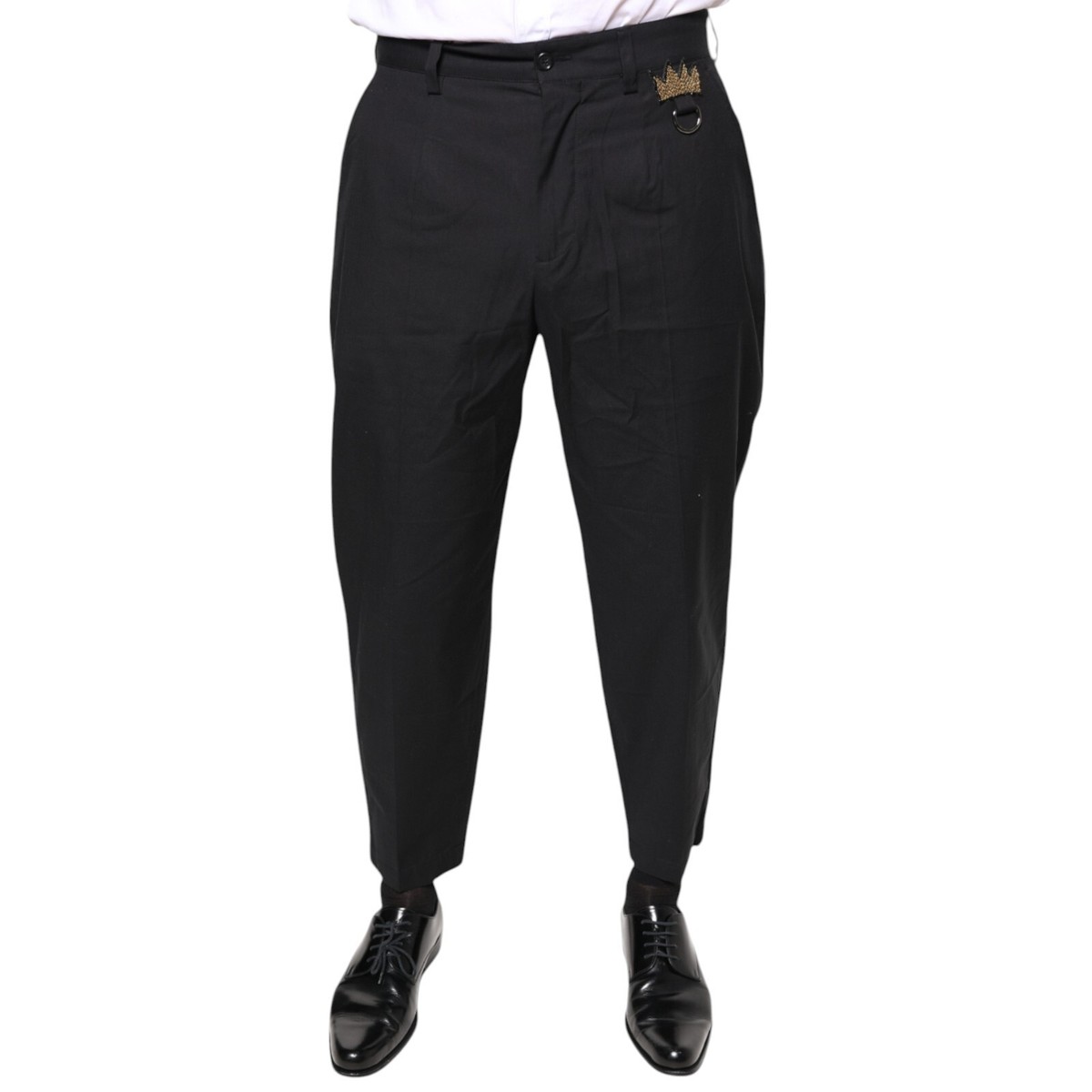 【送料&関税込】Dolce & Gabbana Cotton Trousers DOLCE & GABBANA Pants Black Crown Cotton Dress Men Trouser