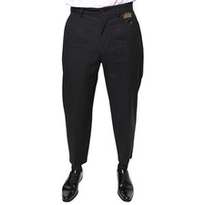 DOLCE & GABBANA Pants Black Crown Cotton Dress Men Trouser IT46/W32/S RRP 600usd