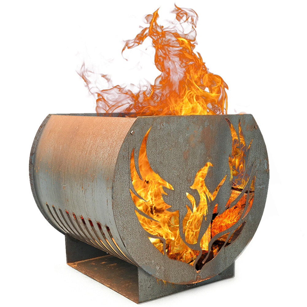 Phoenix Fire Pit Rustic Patio Heater Outdoor Steel Firewood Garden Home Log  Bird | eBay