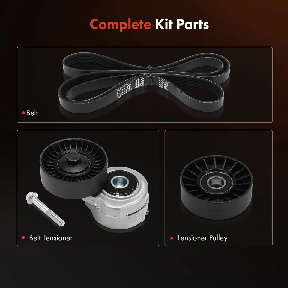 Kit de componentes de acionamento por correia Serpentine 3 peças para Ford Taurus 2001-2007 Mercury Sable - Imagem 2 de 4