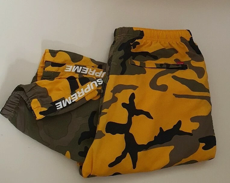 FW17 Supreme Pantalon Chauffant Jaune Camouflage Taille L Pantalon Très Rare