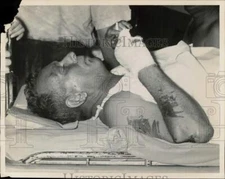 1962 Press Photo Train Wreck Accident Victim on Stretcher - pna22480