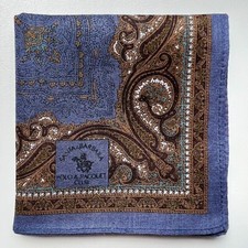 HANDKERCHIEF MEN'S COTTON VINTAGE BLUE PAISLEY BANDANA POCKET SQUARE 17" B0220