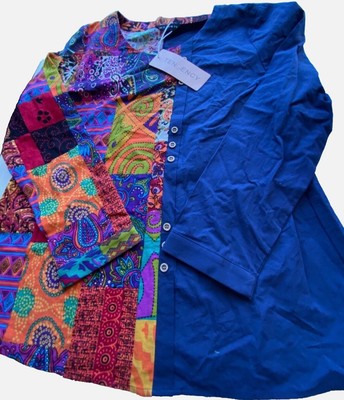 Schönes dunkelblaues & farbiges Tunika-Top im Hippie-Look von Tendancy Gr. M neu mit Etikett Festival