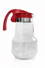 Caraffa brocca in vetro con coperchio dosatore e manico rosso