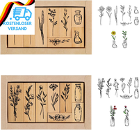 16 StüCk Holzstempel Stempelset Stempel Blumen Stempel Holz Mit Naturpflanzen Mu