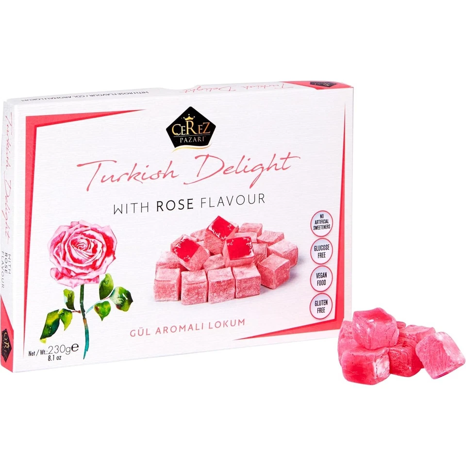 Turkish Delight Rose Flavor Soft Candy  No Nuts Gourmet Snack 40 Pcs - Image 3 of 4