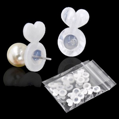 10/30/50pcs Heart Rubber Earring Support Backings Stopper for Droopy Heavy Dangl