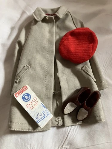 Vintage Ken "RALLY DAY" Clothing Set Trench Coat with Red Cap & Accessories 1962