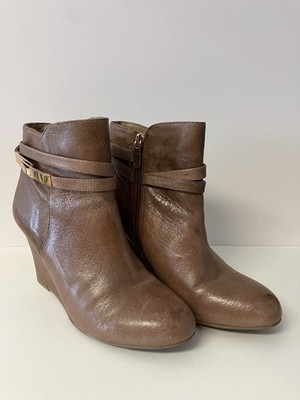Chinese Laundry Unleash Cognac Leather 3   Wedge Bootie Women s Size 8
