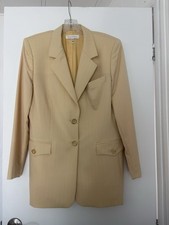 Escada Ladies Pant Suit Set 3 Pcs Pure Wool Size 40 Color Lemon Made In Germany