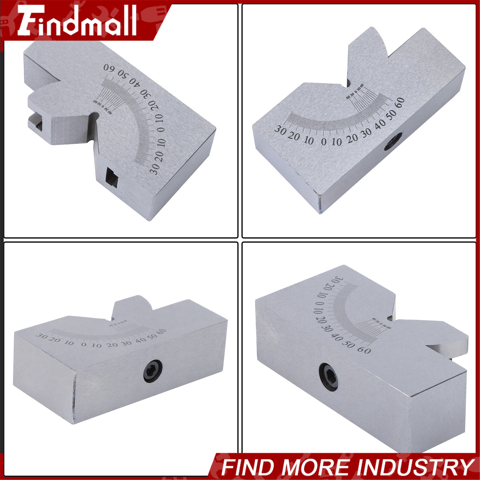 0-60 Degree Precision Gauge Adjustable Angle V Block Milling Tool 3"x 1"x 1-1/4"