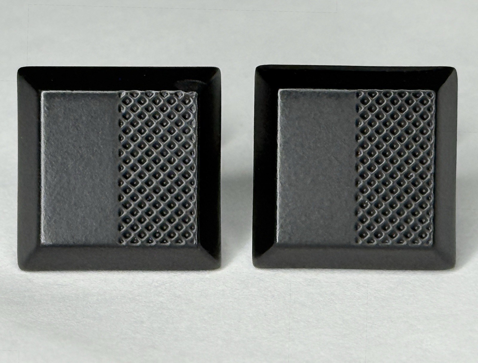 Vintage Solid Black Textured Cufflinks Classic Lu… - image 1