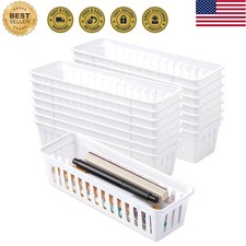 15 Pack Plastic Storage Baskets for Organizing Small Narrow Storage Bins Stac...
