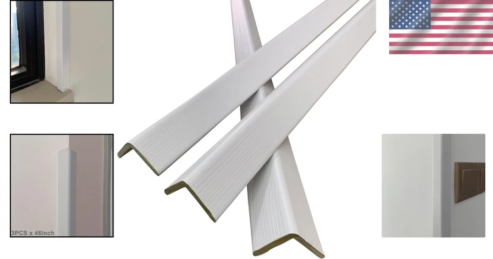 Elegant 3 PCS 45” Wood Grain Wall Corner Protector Trim - Easy to Install - Image 2 of 4